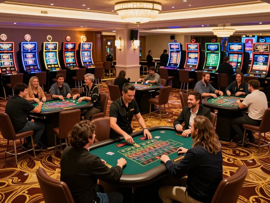 XOSO66com players celebrating wins at various casino games in a vibrant gaming atmosphere.