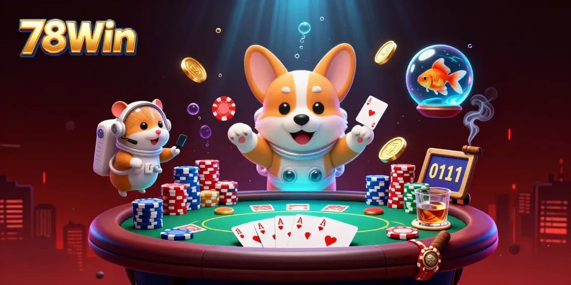 Experience thrilling gameplay at 78Win with a floating astronaut corgi in a cosmic casino setting.