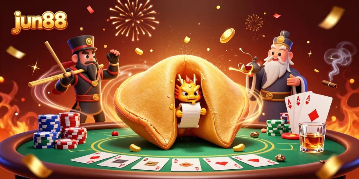 Experience the excitement of jun88 with dynamic poker elements and a magical golden scene.