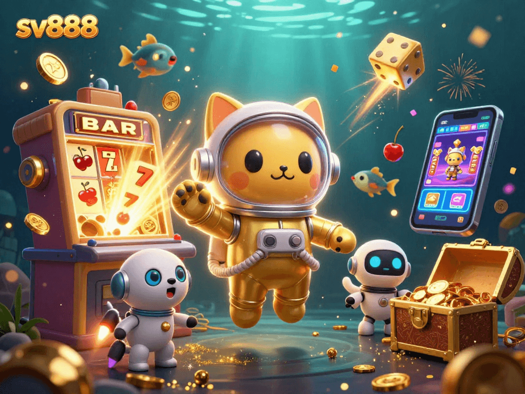 Win big with sv888's vibrant casino adventure featuring a 3D space astronaut cat and exciting games.