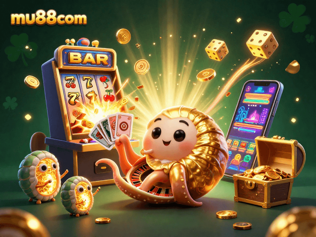 Experience vibrant casino action with mu88com featuring a giant nautilus roulette wheel and bursting jackpots.