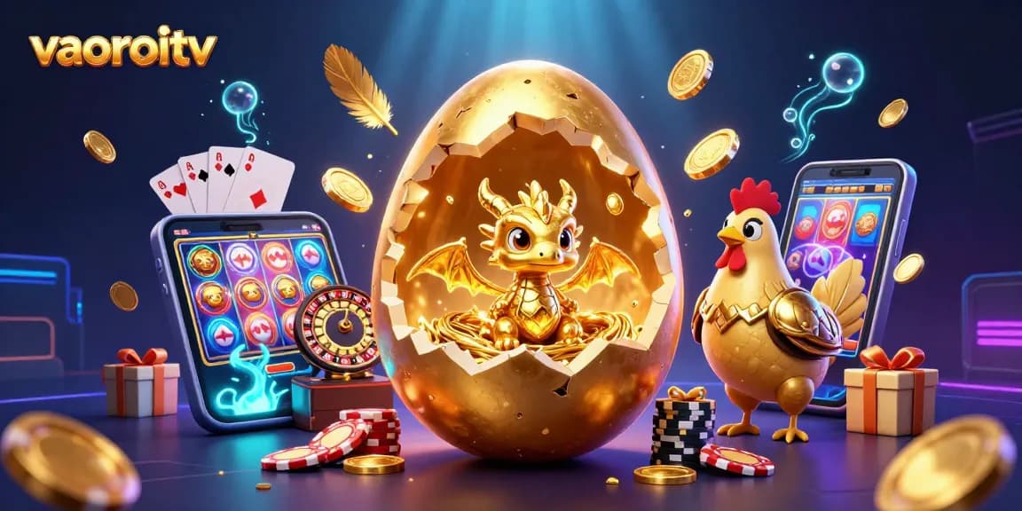 vaoroitv hosts a vibrant scene with a golden dragon and gaming elements, showcasing rich gambling action.