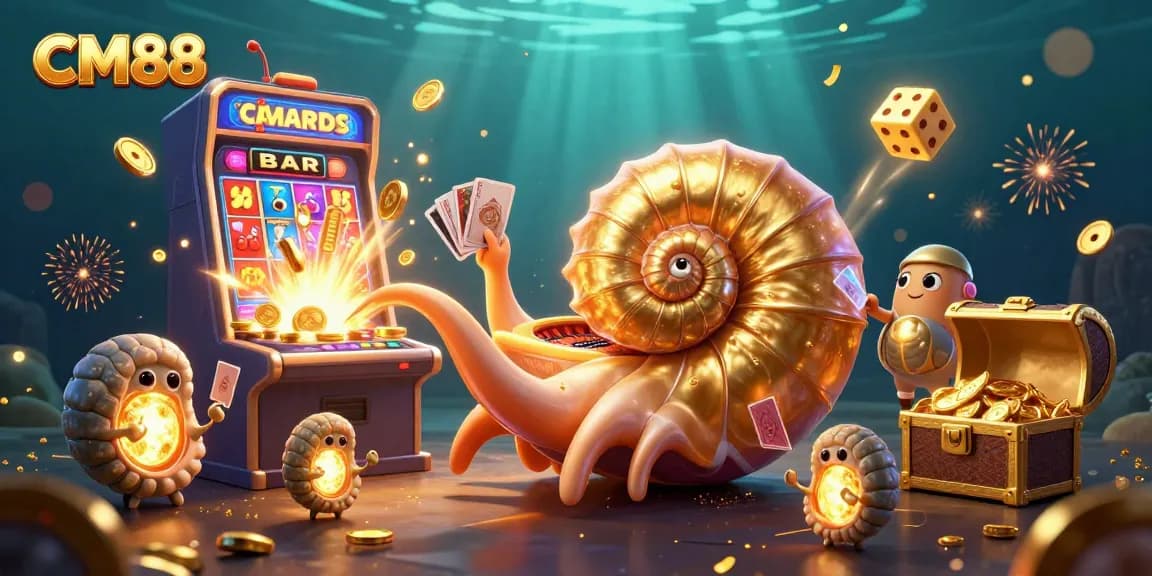 Engage in thrilling gameplay at CM88 with exciting casino game visuals featuring a giant nautilus as a roulette wheel.