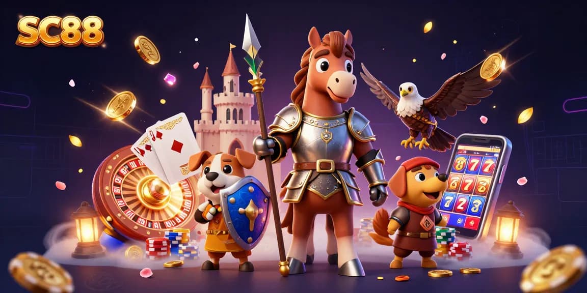 Engage in thrilling gameplay with SC88, featuring dynamic casino elements and colorful characters