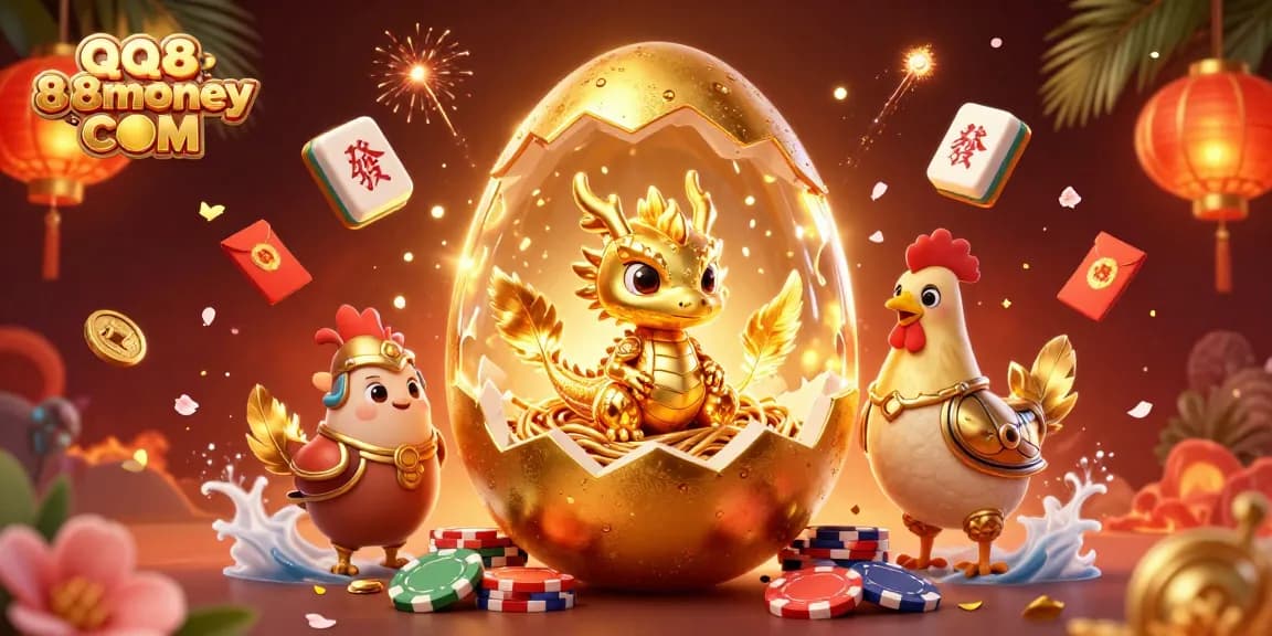 Experience exciting gaming adventures with QQ88money COM, showcasing a vibrant dragon surrounded by golden treasures.