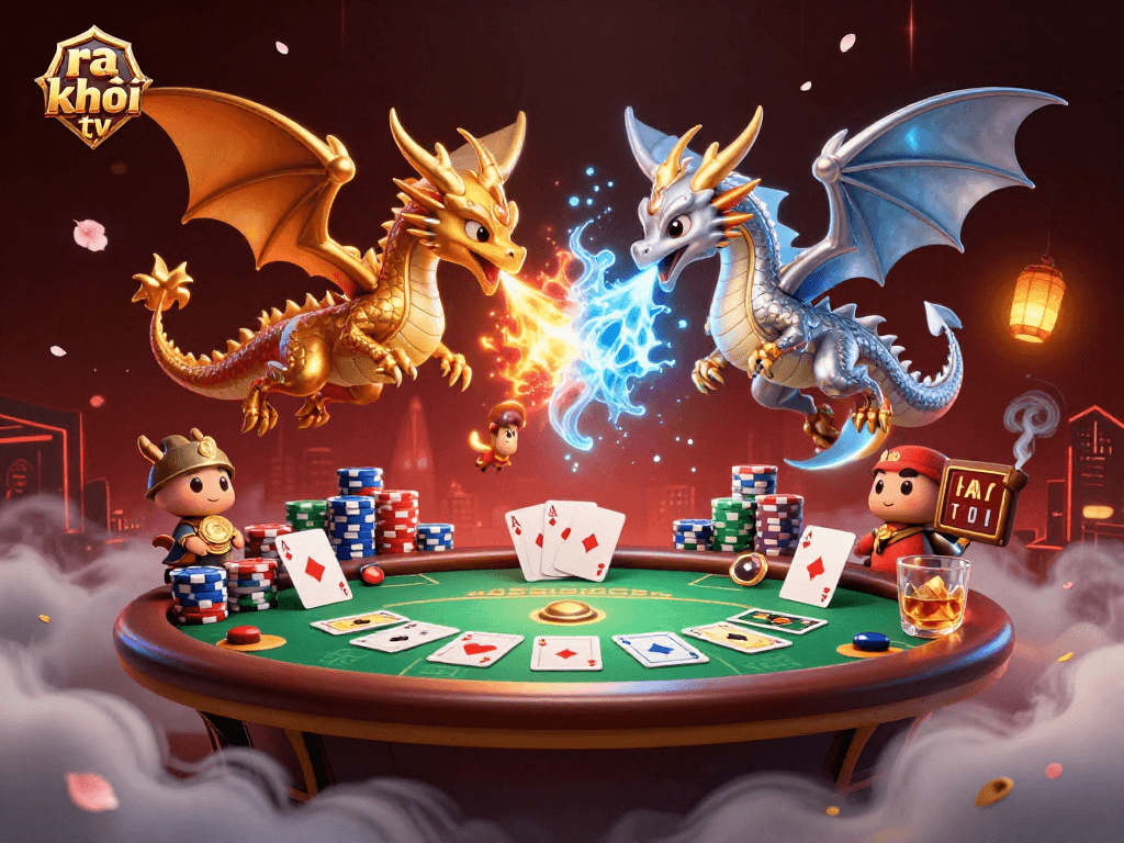 Experience thrilling action with ra khơi tv's dynamic dragon poker scene featuring fire and ice elements.