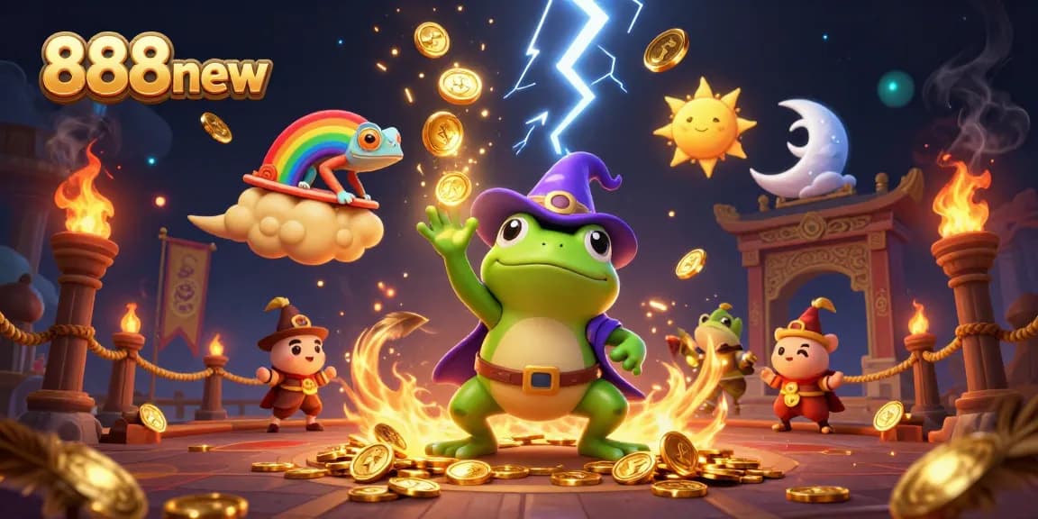 Experience excitement at 888new with a dynamic storm of coins, vibrant characters, and captivating casino elements.