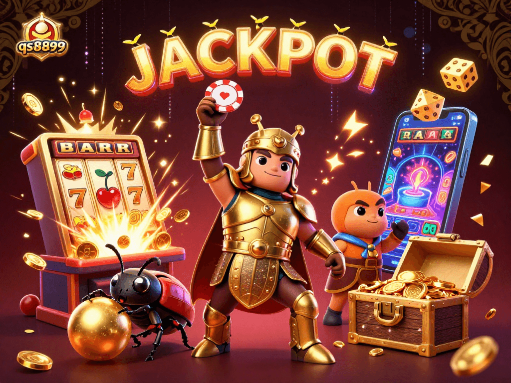 Join the thrilling qs8899 adventure and celebrate a jackpot victory in a vibrant casino scene.