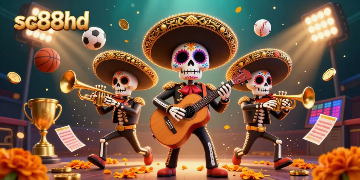 Engage in the vibrant sc88hd mariachi casino scene with 3D characters and sports elements.