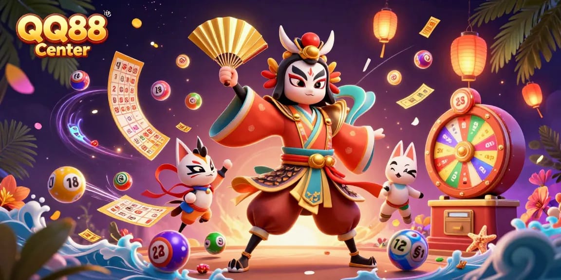 Engage in thrilling gaming experiences at QQ88 Center while enjoying vibrant lottery elements and dynamic visuals.