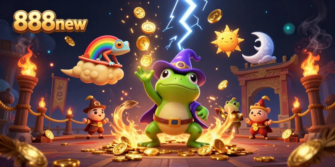 Experience excitement at 888new with a dynamic storm of coins, vibrant characters, and captivating casino elements.