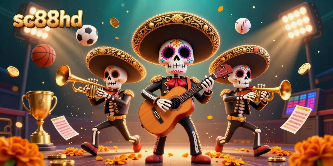 Engage in the vibrant sc88hd mariachi casino scene with 3D characters and sports elements.