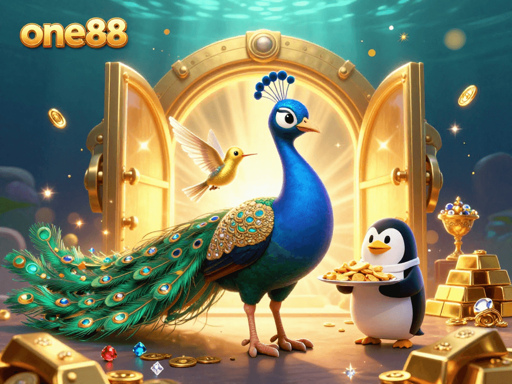 Experience the one88 gaming adventure with a vibrant casino ambiance featuring lavish treasures.