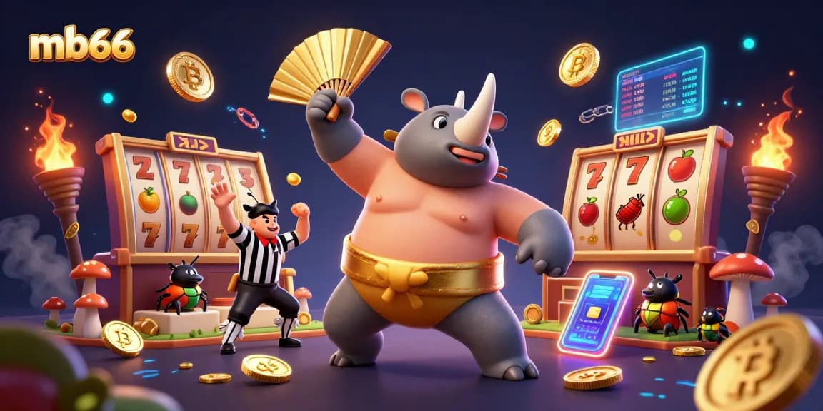 mb66 players enjoy thrilling jackpots and exciting slot games with a dynamic beetle champion action scene.