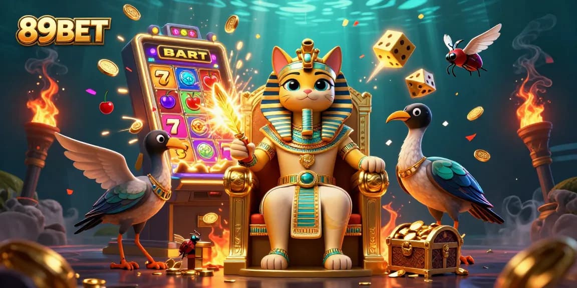 Experience thrilling wins with 89BET's exciting 3D casino illustration showcasing dynamic gaming action.