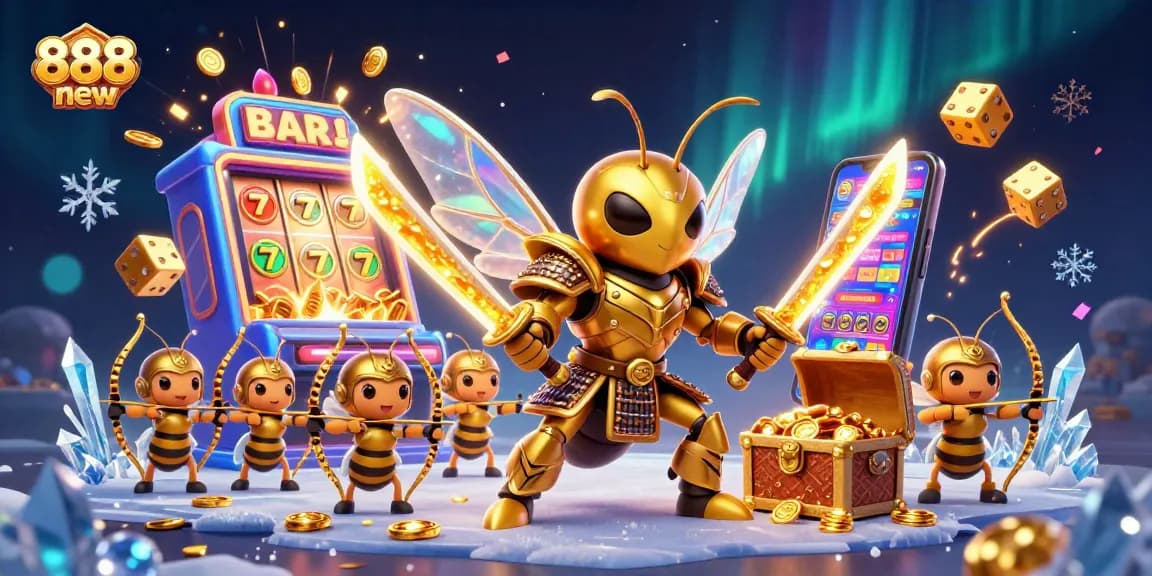 Play at 888new and win on vibrant slot machines with golden coins and exciting game elements.