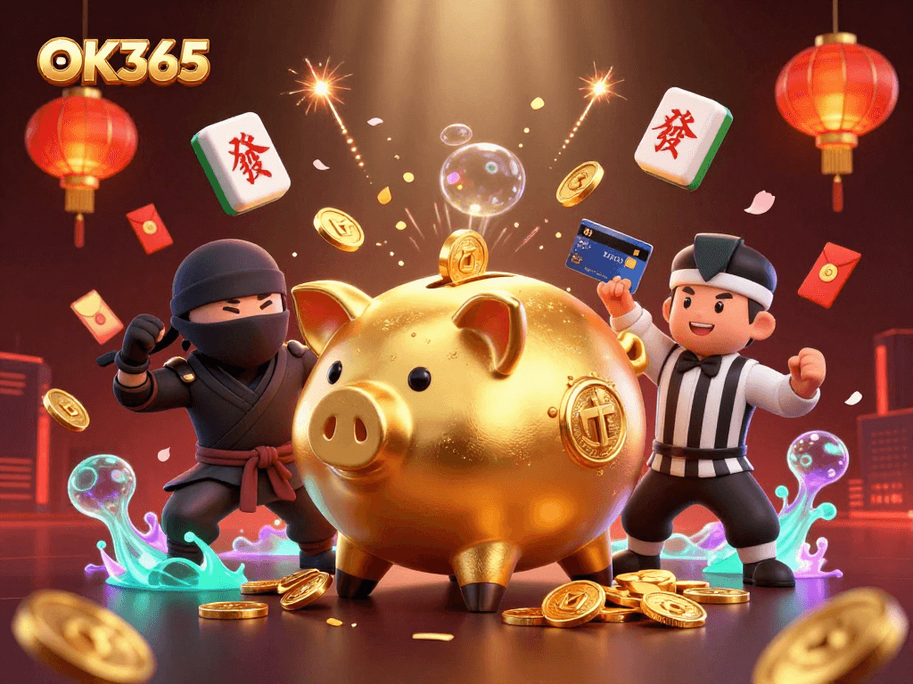 Experience thrilling moments with OK365's unique casino elements and vibrant characters in action.