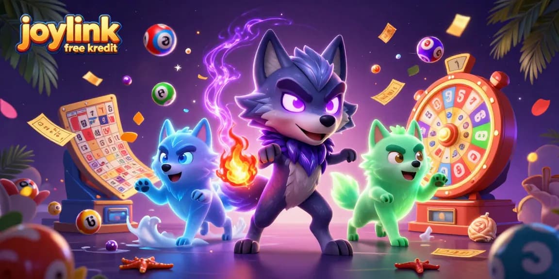 Experience the joylink free kredit excitement with vibrant lottery elements and a ghostly wolf pack.