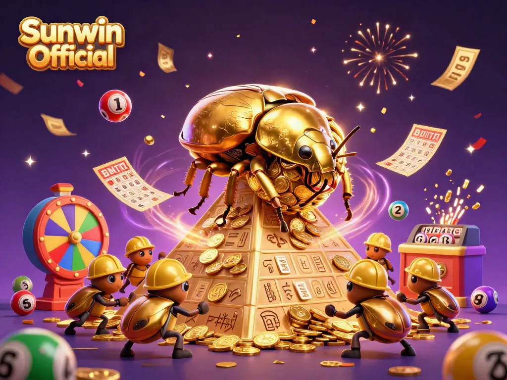 Experience gambling excitement with Sunwin Official through dynamic games and lottery elements in a vibrant scene.