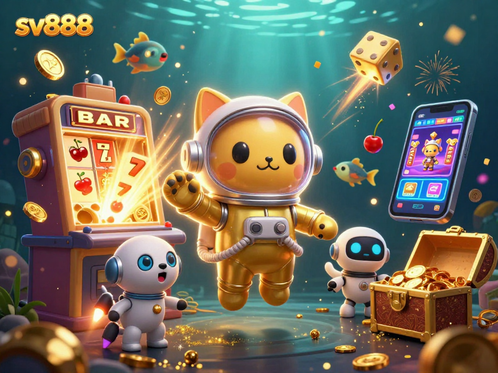 Win big with sv888's vibrant casino adventure featuring a 3D space astronaut cat and exciting games.