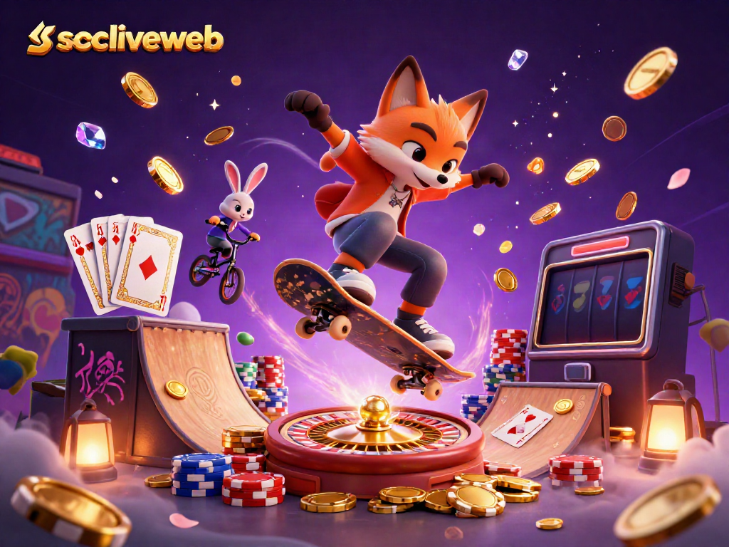 Socoliveweb features an energetic scene with characters engaging in gambling, showcasing a vibrant casino atmosphere.