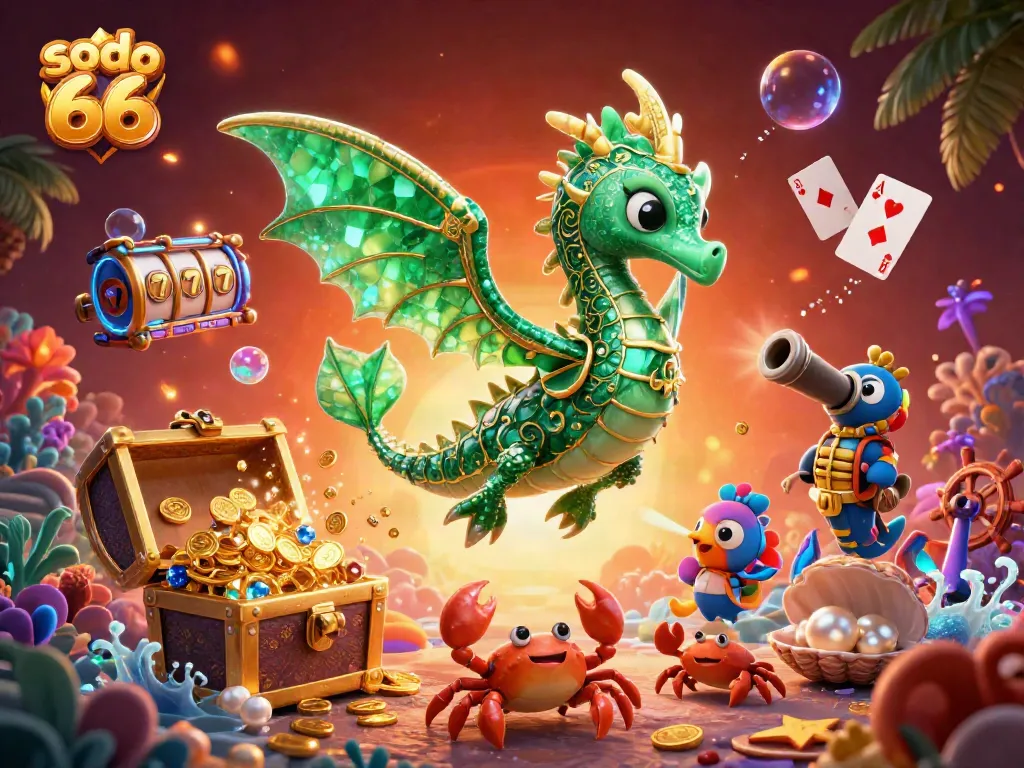 Experience the thrill of sodo 66 with vibrant underwater casino-themed action, combining elements of sea dragons and treasures.