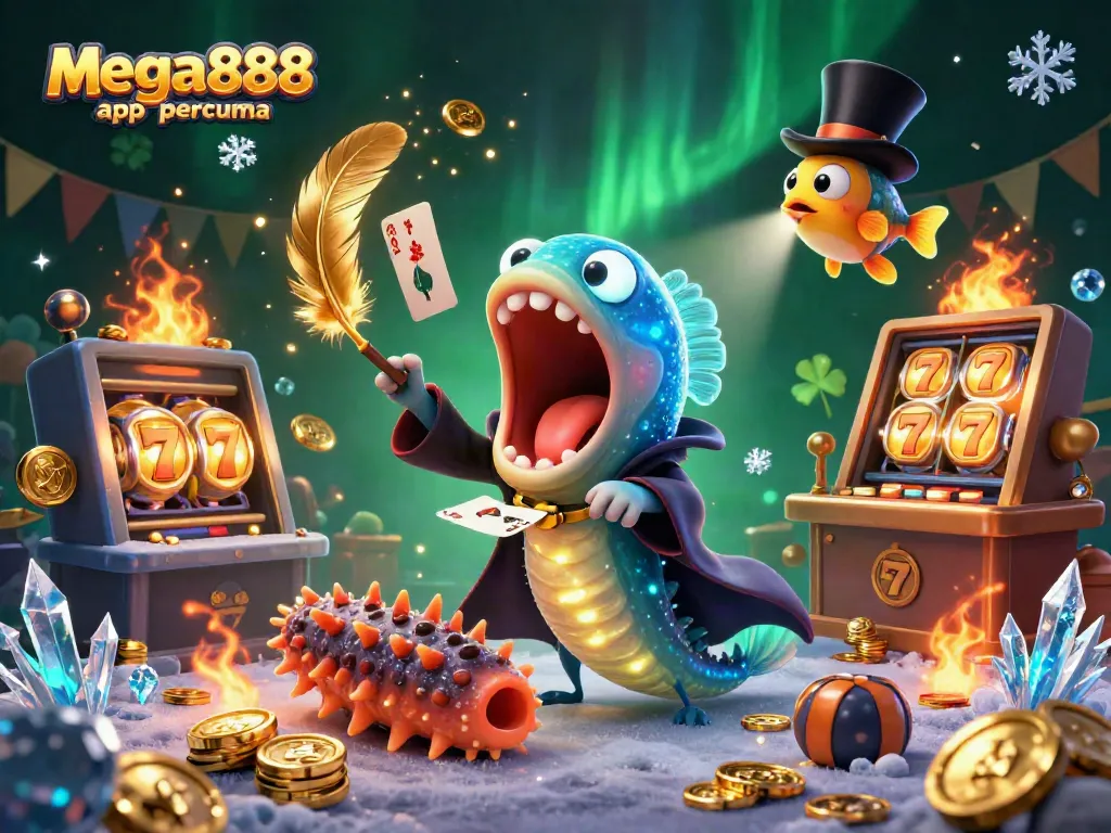 Play big with the mega888 app percuma, engaging in thrilling slot game adventures with a colorful scene.